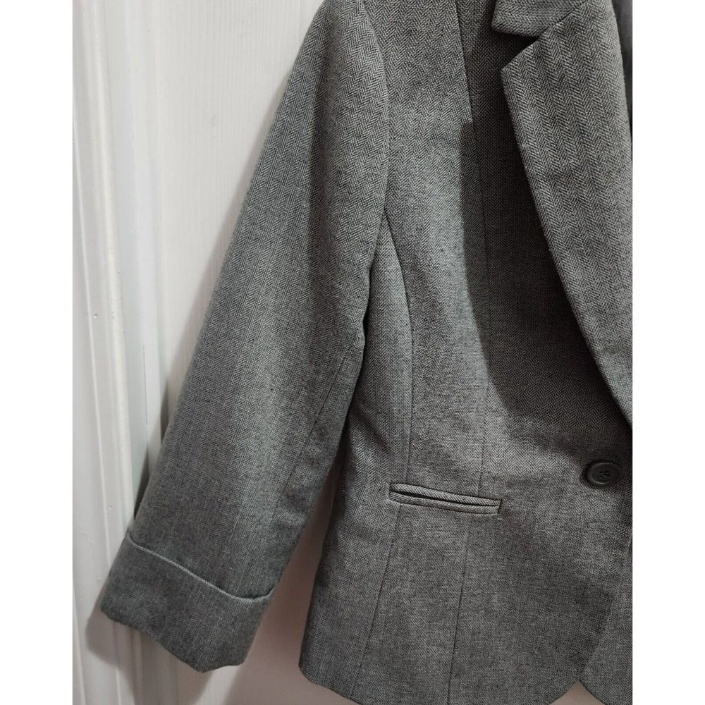 Ann Taylor LOFT Women's Blazer Jacket One Button Wool Blend Gray Career Size 2 - Picture 4 of 8